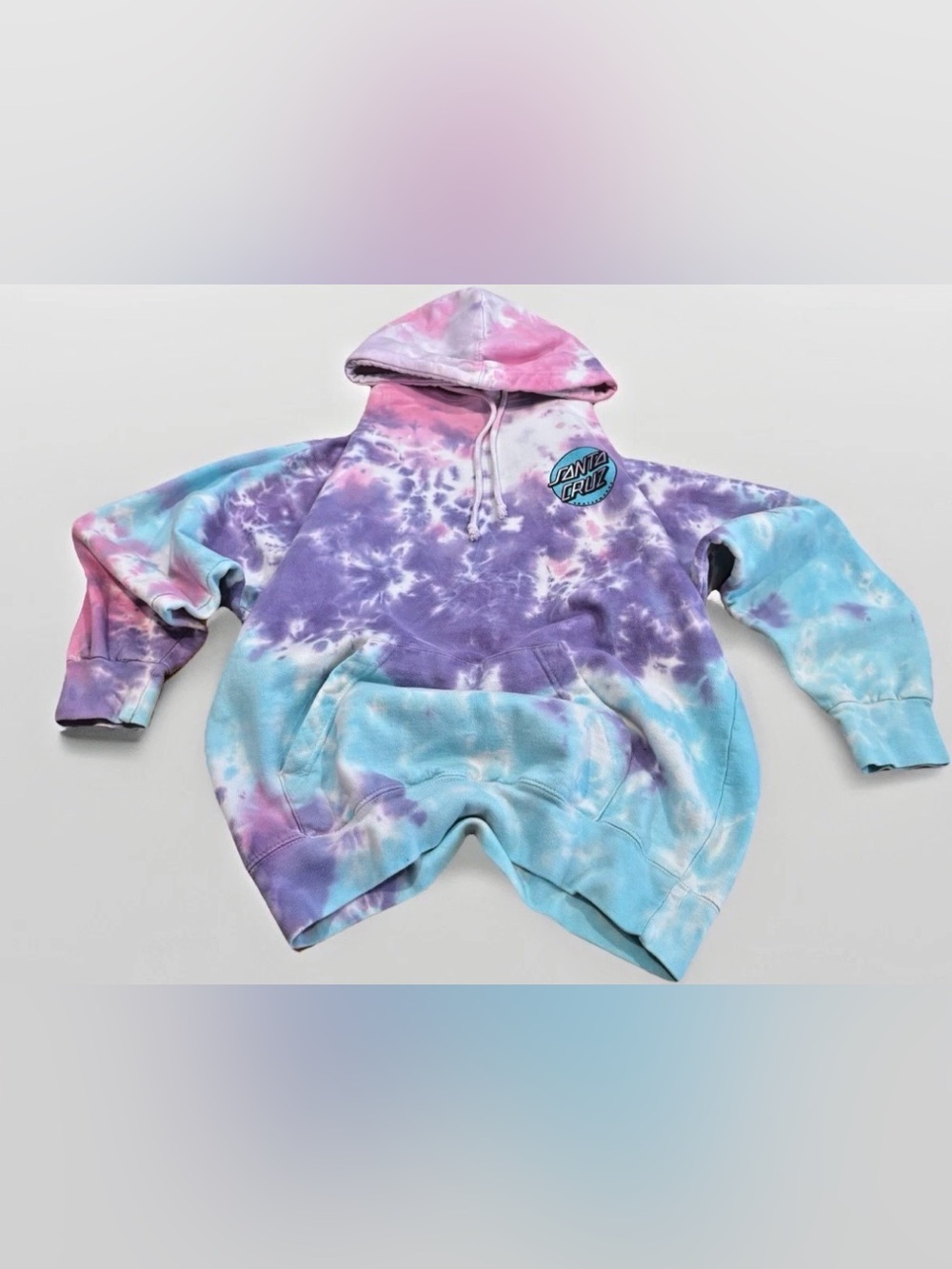 Santa Cruz Hoodie Cotton Candy Tie Dye Pastel Pink Blue Purple Sweatshirt